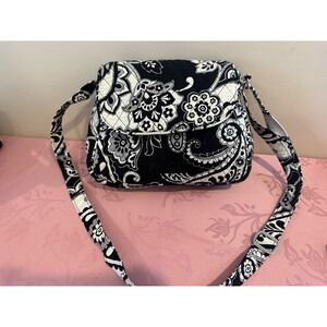 Vera Bradley black and white paisley crossbody satchel-*flawed